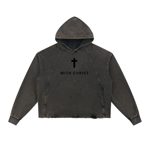 Vintage Washed Frayed-Hem Hoodie