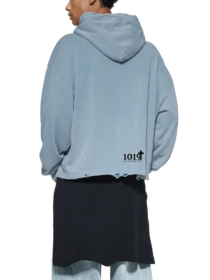 Vintage Washed Frayed-Hem Hoodie