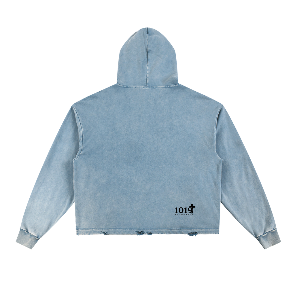 Vintage Washed Frayed-Hem Hoodie